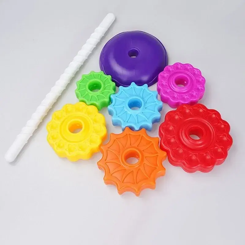 Thumbnail: Montessori Rotating Rainbow Tower Baby Stacking Puzzle Toys Children Develop Mot