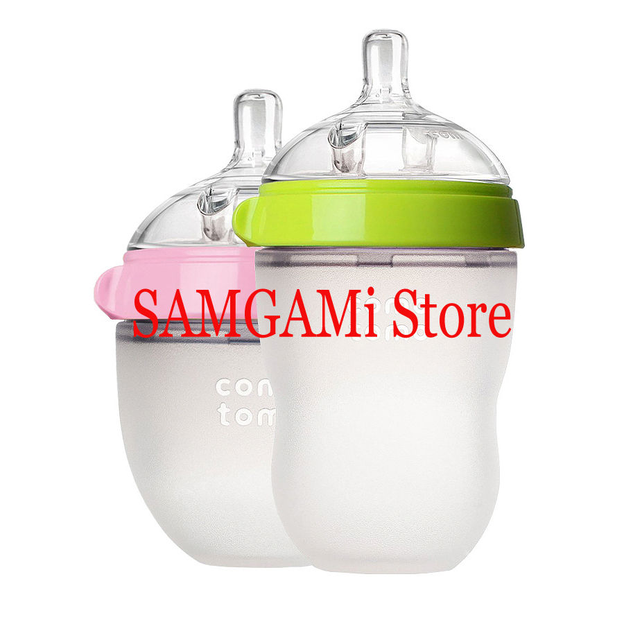 Silicone Baby Bottle Green/Pink 5 oz and 8 oz Baby Bottles 2 Pack BPA free Feedi