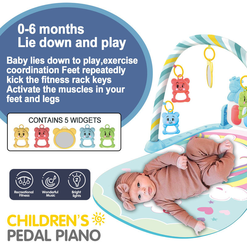 Thumbnail: Baby Fitness Stand Music Play Gym Activity Toys Newborn Piano Crawling Blanket P