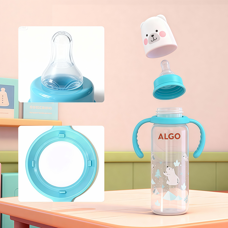 Thumbnail: 240ml baby bottle with handle, easy to clean, feeding accessory for children, su