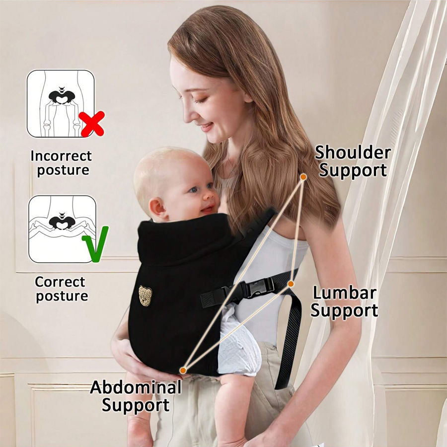 Thumbnail: 1Pc Ergonomic Multifunctional Baby Carrier - 4-in-1 Portable Baby Travel Gear, w