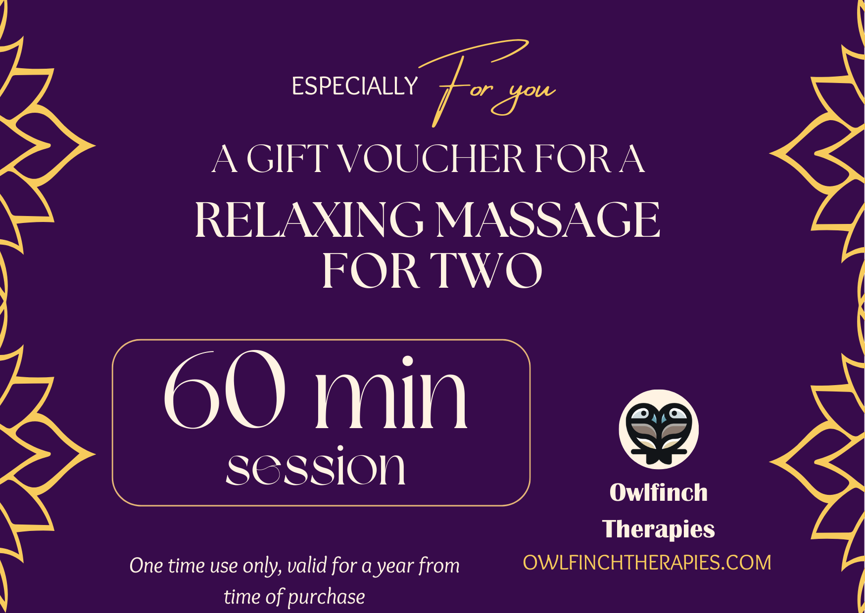 Voucher - Massage for Two - 60 minute session