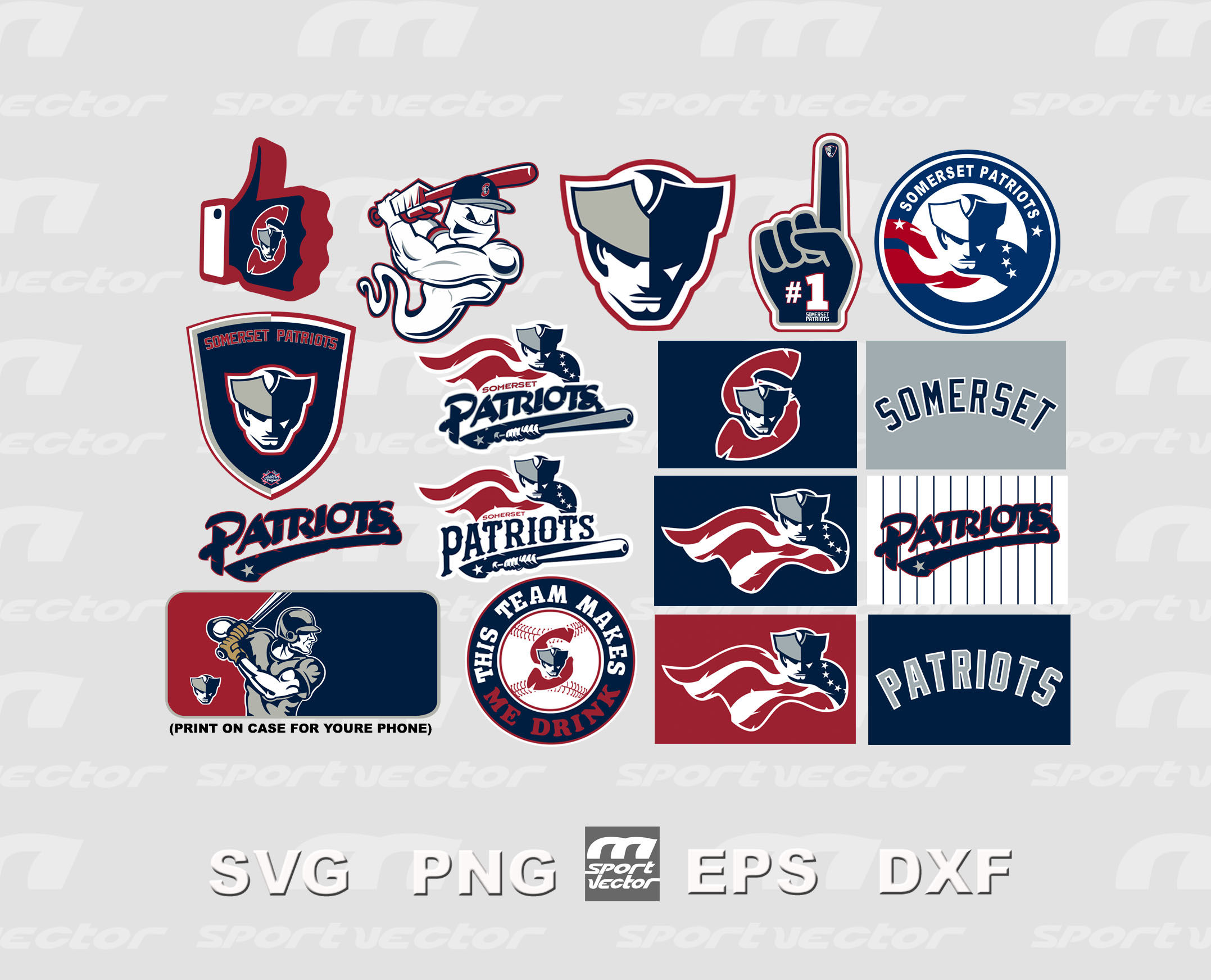 Somerset Patriots EL Team SVG Bundle | Baseball SVG  EL Clipart, Patriots SVG