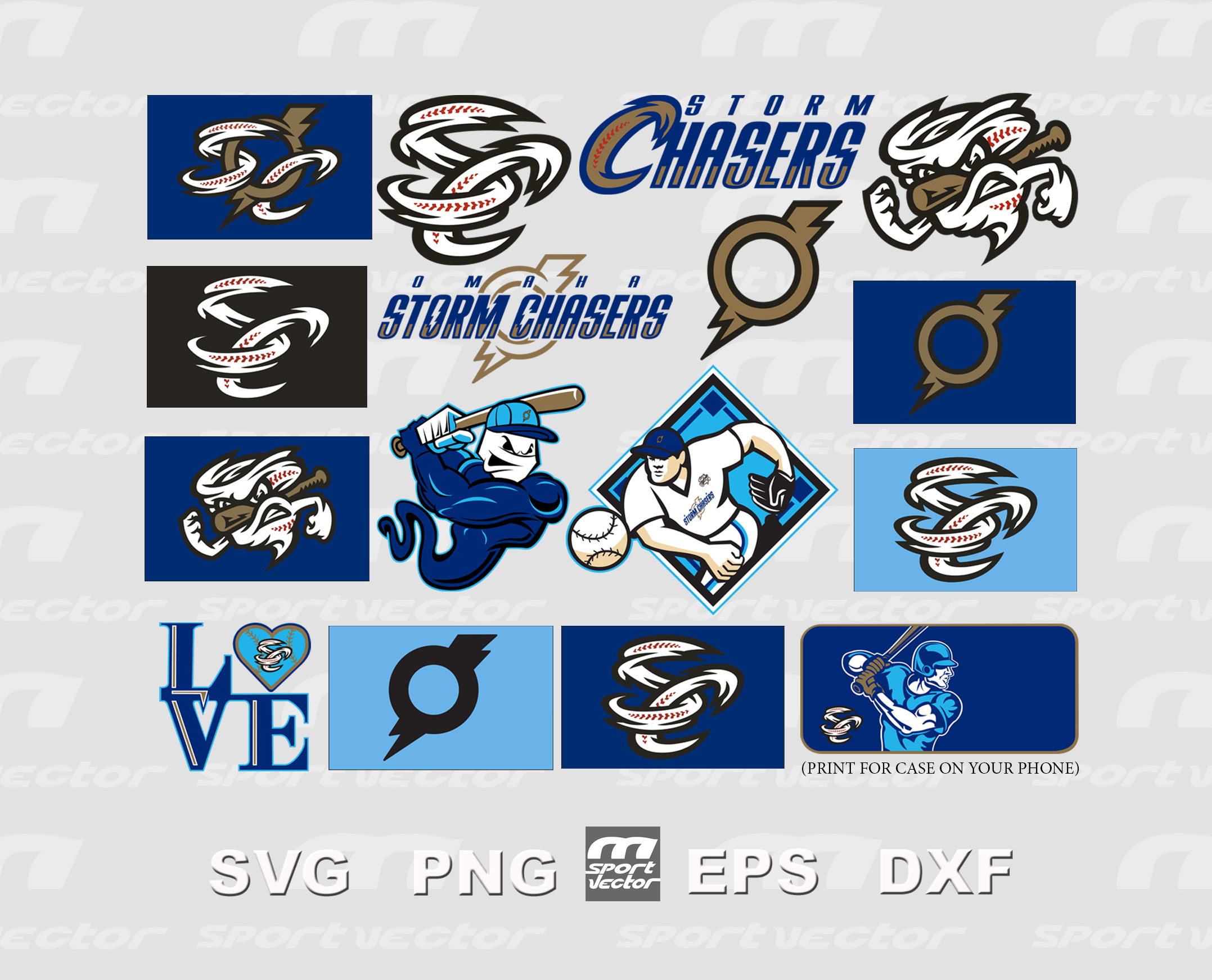 Omaha Storm Chasers PCL Team SVG Bundle | Baseball SVG PCL Clipart