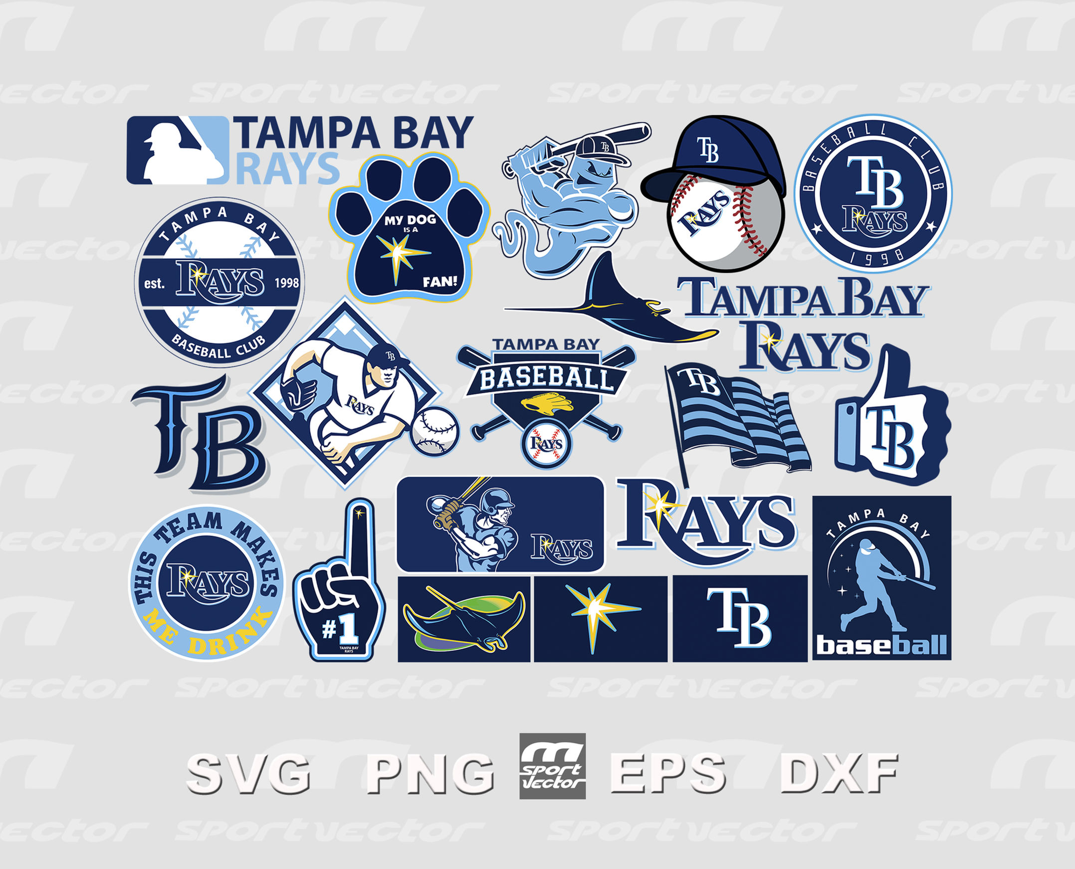 Tampa Bay Rays MLB Team SVG Bundle | Baseball SVG & MLB Clipart