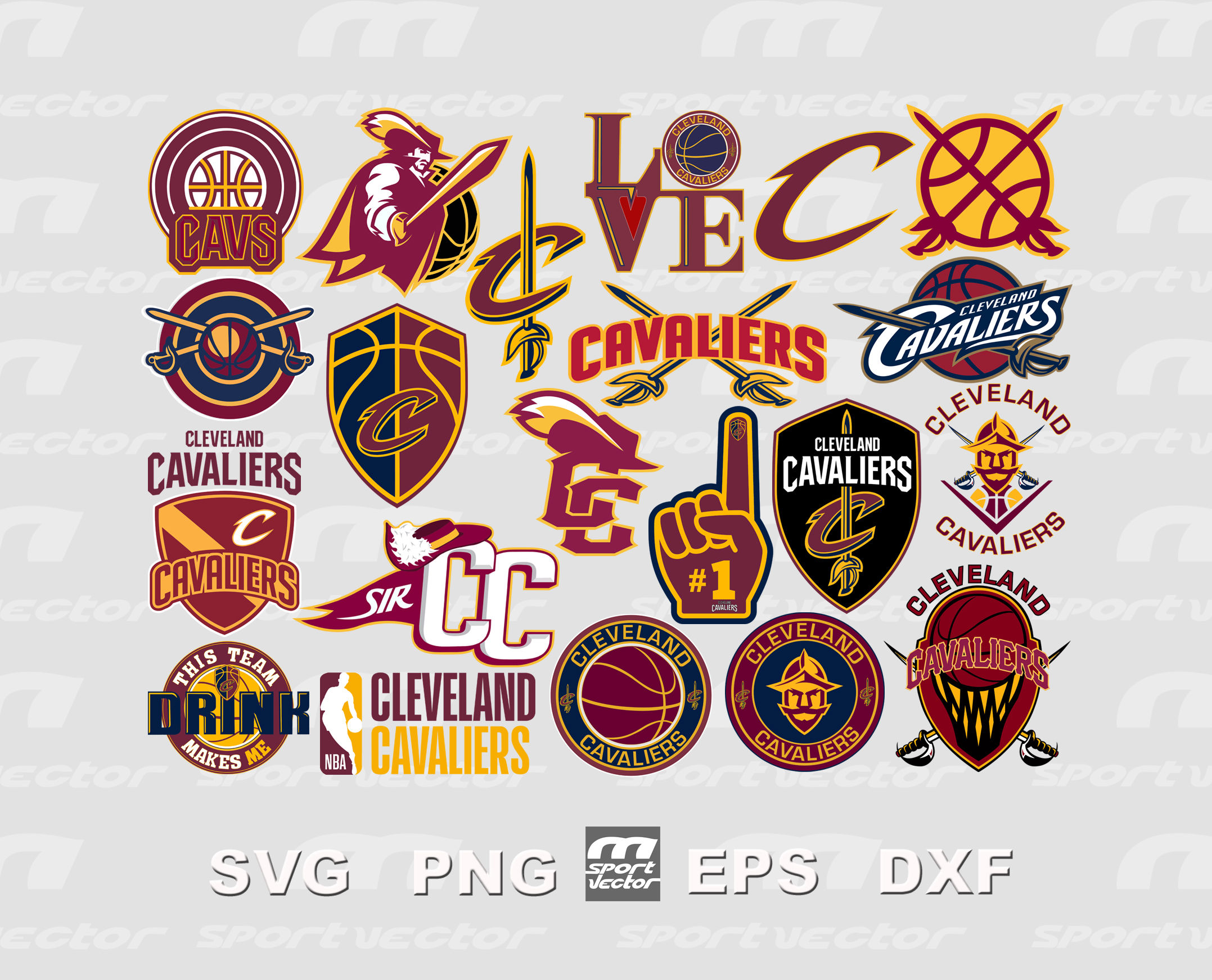 Cleveland Cavaliers NBA Team SVG Bundle | Basketball SVG NBA Clipart