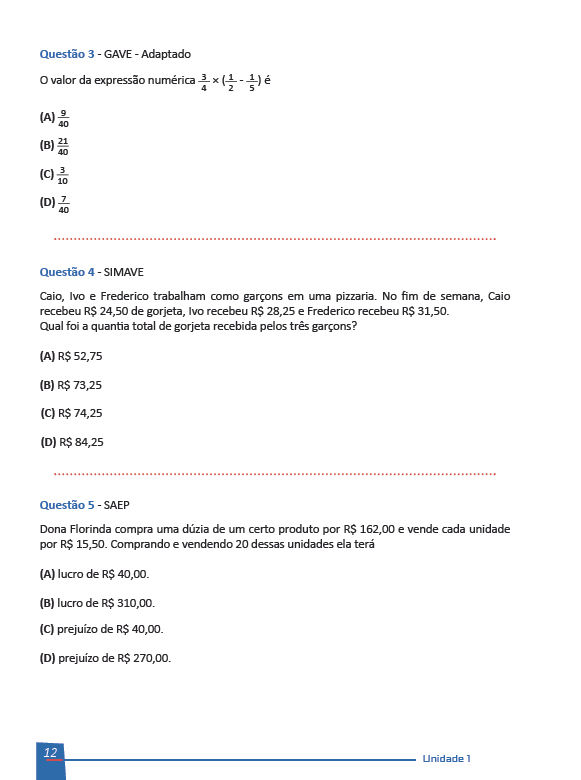 Avançando Juntos - MATEMÁTICA 8º ano ALUNO-4
