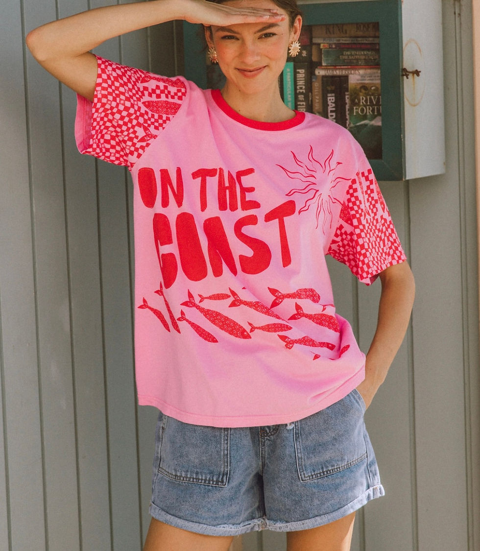Thumbnail: 🌞🐠 On The Coast Graphic Tee - Paper Heart 🐚🌊