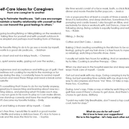Self-Care Ideas for Caregivers