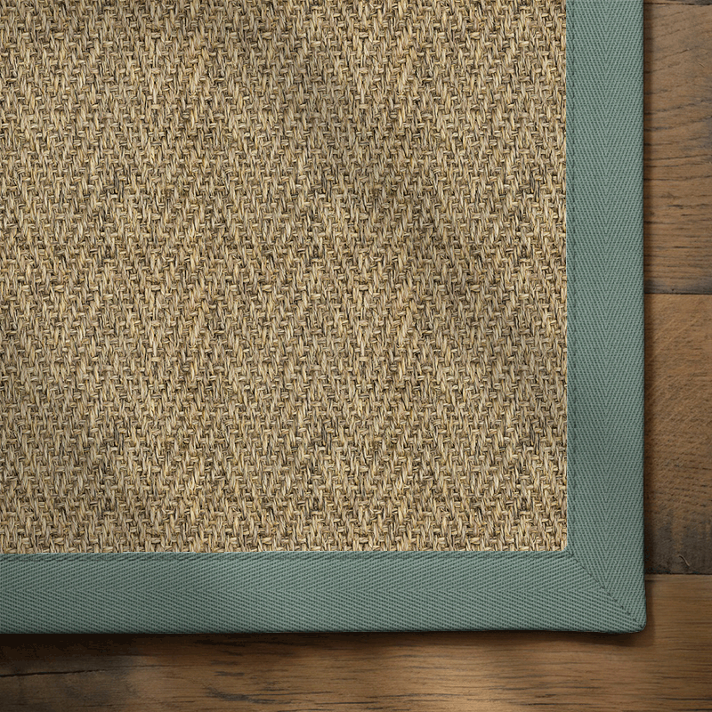 Sisal Herringbone Rug with Cotton Blue Lagoon 120Lx80W Intec