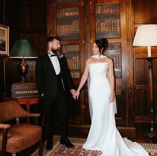 Bronwyn two piece from Casablanca Bridal, styled with Bridal neck-scarf. Photographed by Sarah Hendrie Creative.