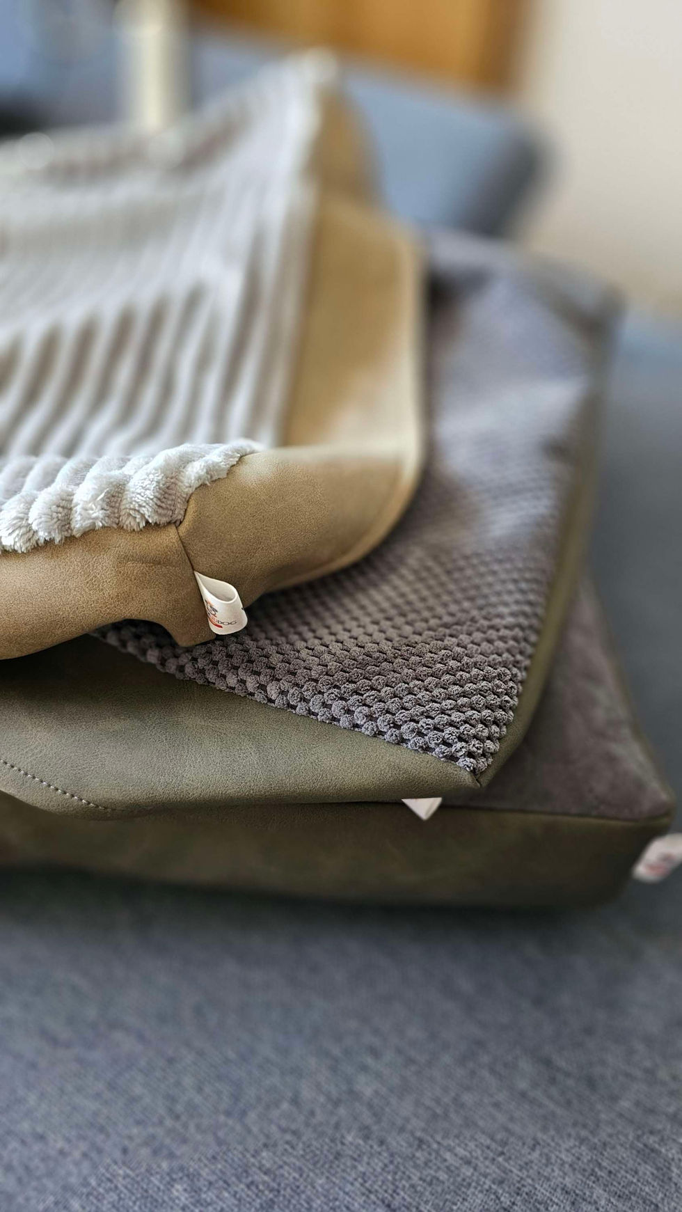 Thumbnail: Grey strips Dog Bed - Luxury Orthopedic Memory Foam