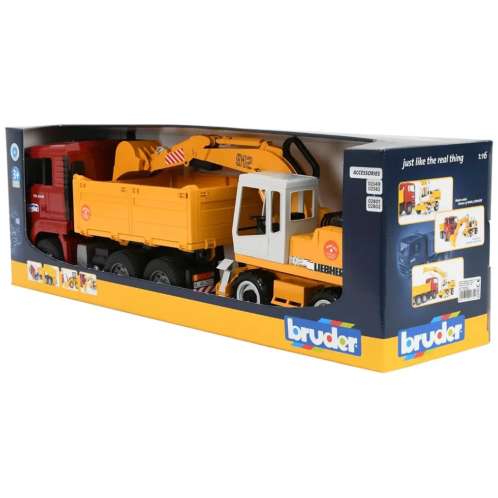 Thumbnail: BRUDER - MAN TGA CONSTR.TRUCK W/LIEBHERR EXCAVATOR