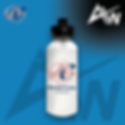 Photo of White Dance Crazy Aluminium drinks bottle on blue background and white ActivWear AW logo in top right corner