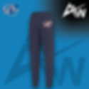 Photo of Navy Dance Crazy joggers on blue background and white ActivWear AW logo in top right corner