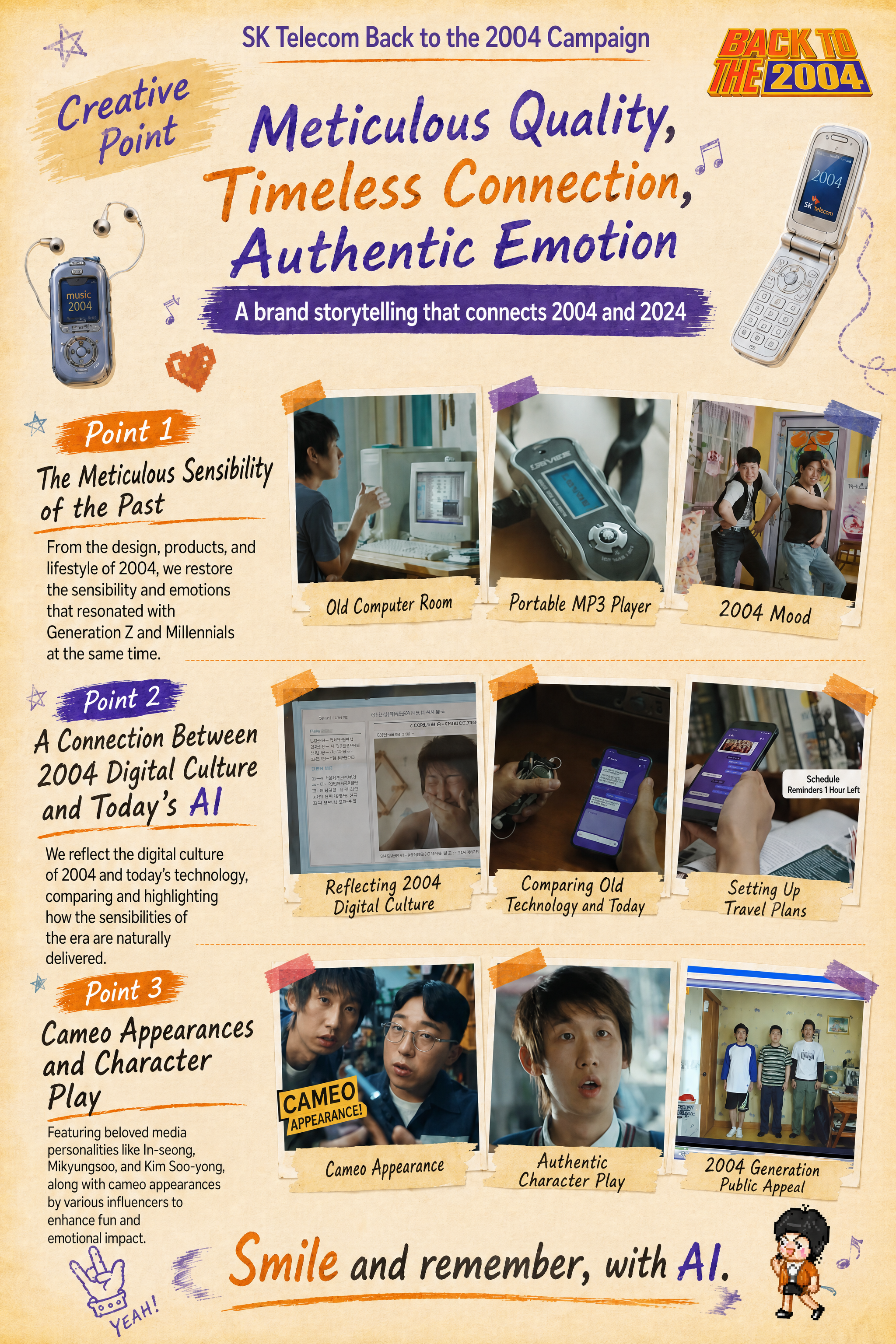 SK텔레콤 웹드라마 캠페인 돌아왔다… 2004년으로 뷁투더 2004 2004년 감성에 2024 AI를 더한 타임슬립 웹드라마 과거의 추억이 현재의 기술을 만나는 순간 통신사 이미지가 강했던 SK텔레콤은, 2004년으