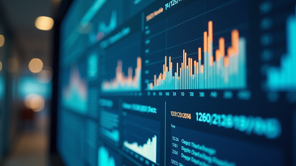 Eye-level view of a digital marketing strategy board with various analytics charts