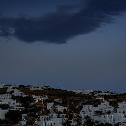 BOAT AND MOON - MIKONOS HARBOUR by Robert Modelewski.jpg