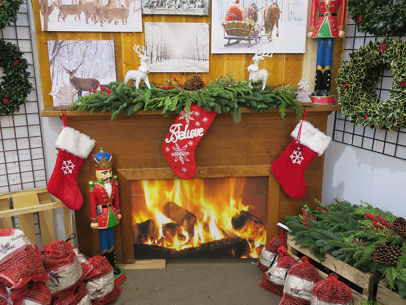 Fireplace with Christmas stockings