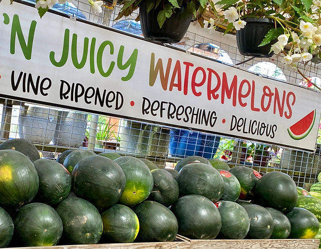 Watermelon display at fruit stand