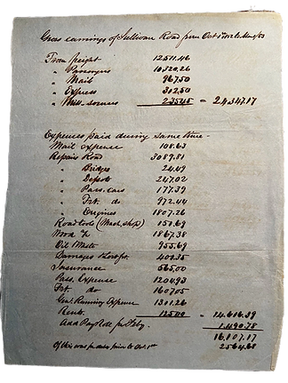 1853 Sullivan Railroad Earnings Freight 