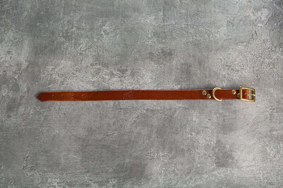 Thumbnail: tan brown leather dog collar small medium dog chic classic handmade gold stud buckle