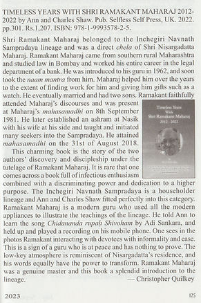 Timeles Years With Shri Ramakant Maharaj Mountain Path Book Review