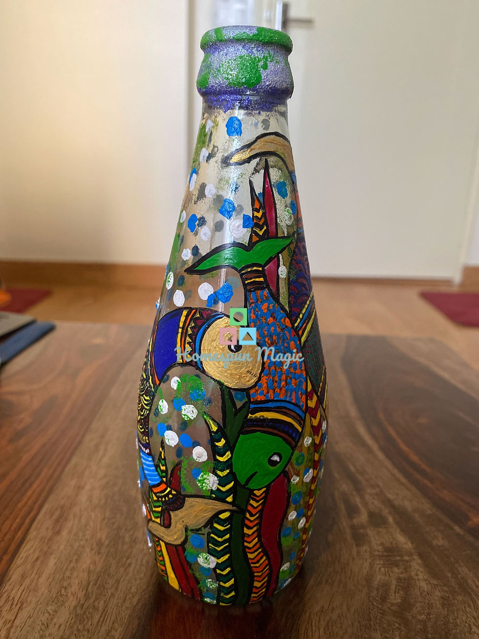 Painted Glass Bottle (Fish)