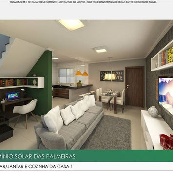 Sala com piso em porcelanato retificado e teto com rebaixo de gesso e moldura.