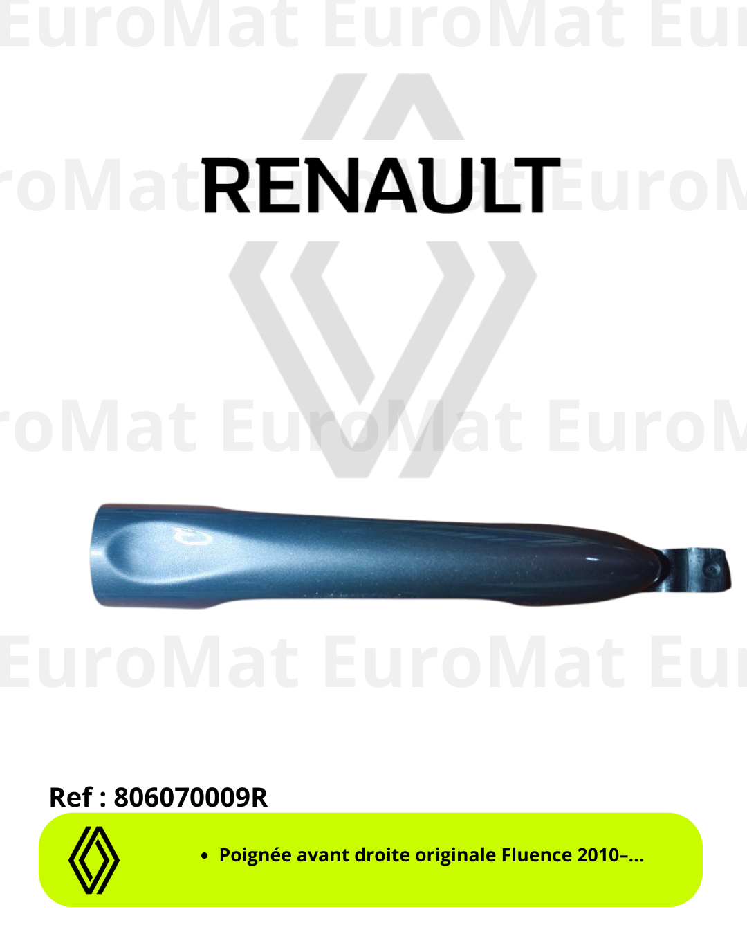 Poignée neuve avant droite bleu écume métallisé Renault Fluence 2010–... - Ré...