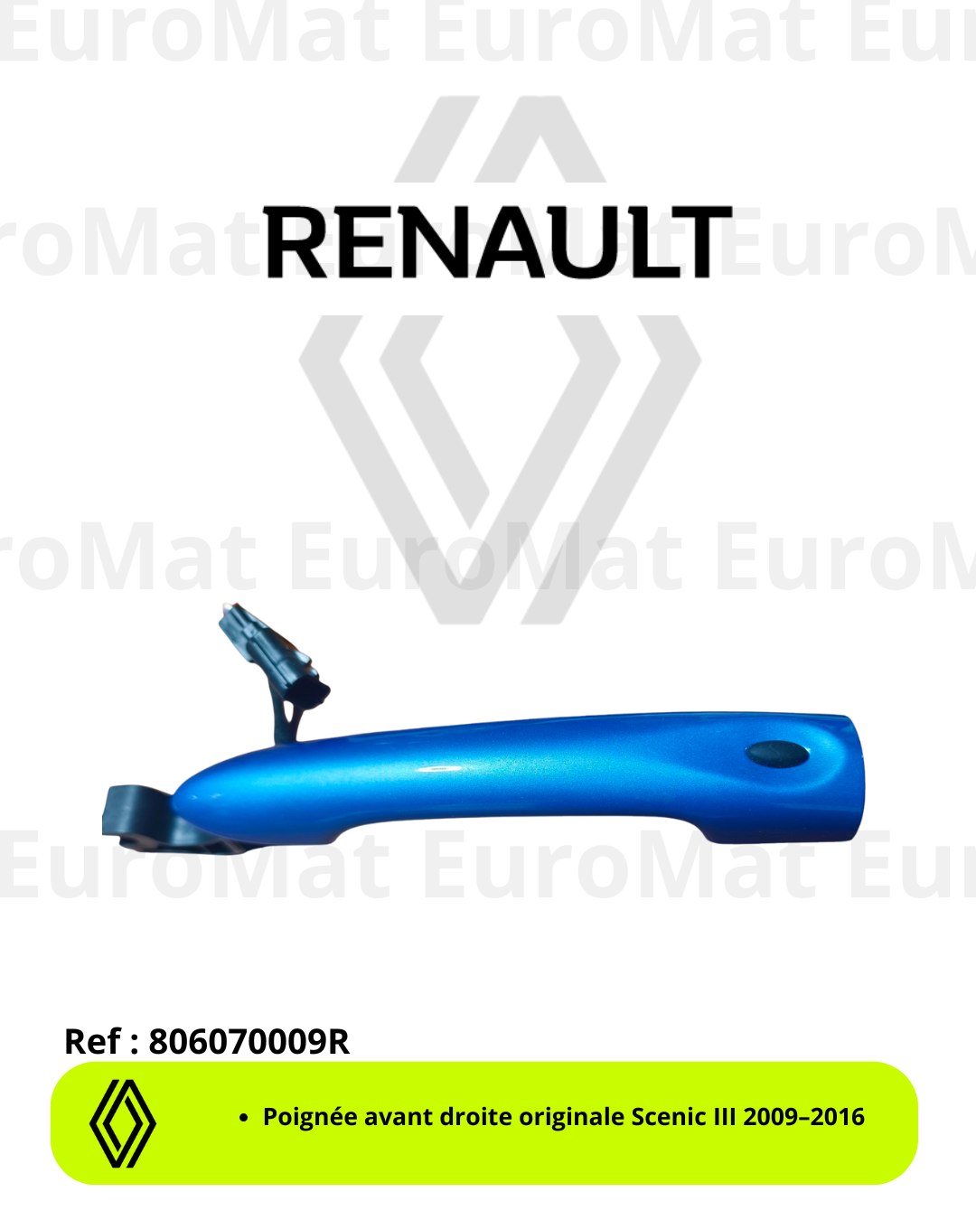 Poignée neuve avant droite bleu malte métallisé Renault Scenic III 2009–2016 ...
