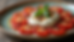 Vue rapprochée d'un carpaccio de tomates anciennes avec burrata et éclats de taralli