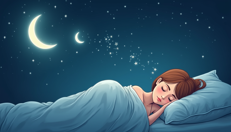 Side view of a person sleeping peacefully in bed