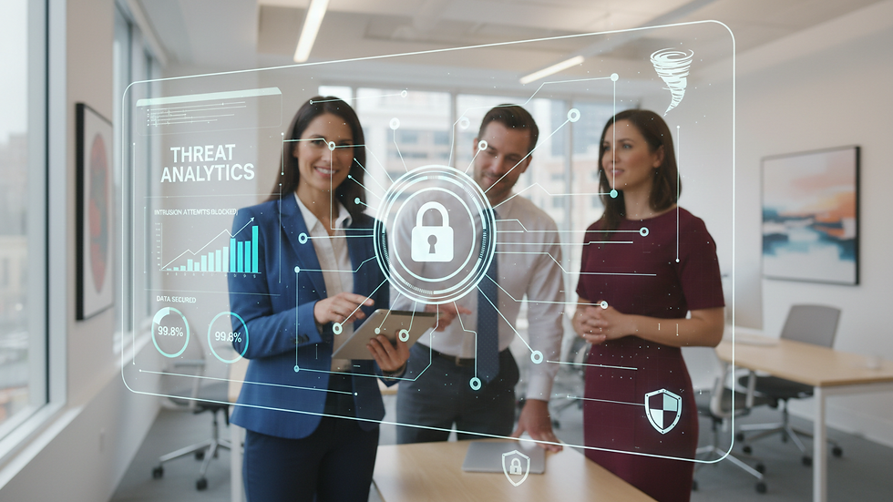 Close-up view of a cybersecurity dashboard displaying threat analytics