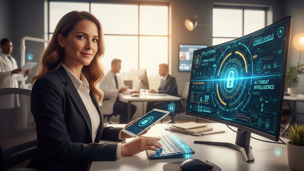 Close-up view of a cybersecurity analyst monitoring AI-powered threat detection software
