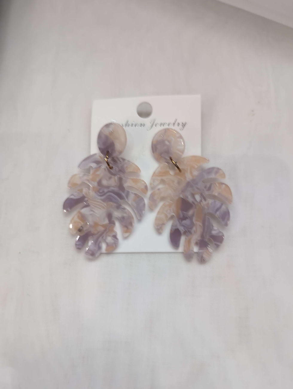 Peach & Purple Dangle Leaf Earrings