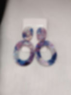 Pink & Purple & Blue Dangle Oval Earrings