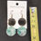 Thumbnail: Green & White Dangle Disk Earrings Measured
