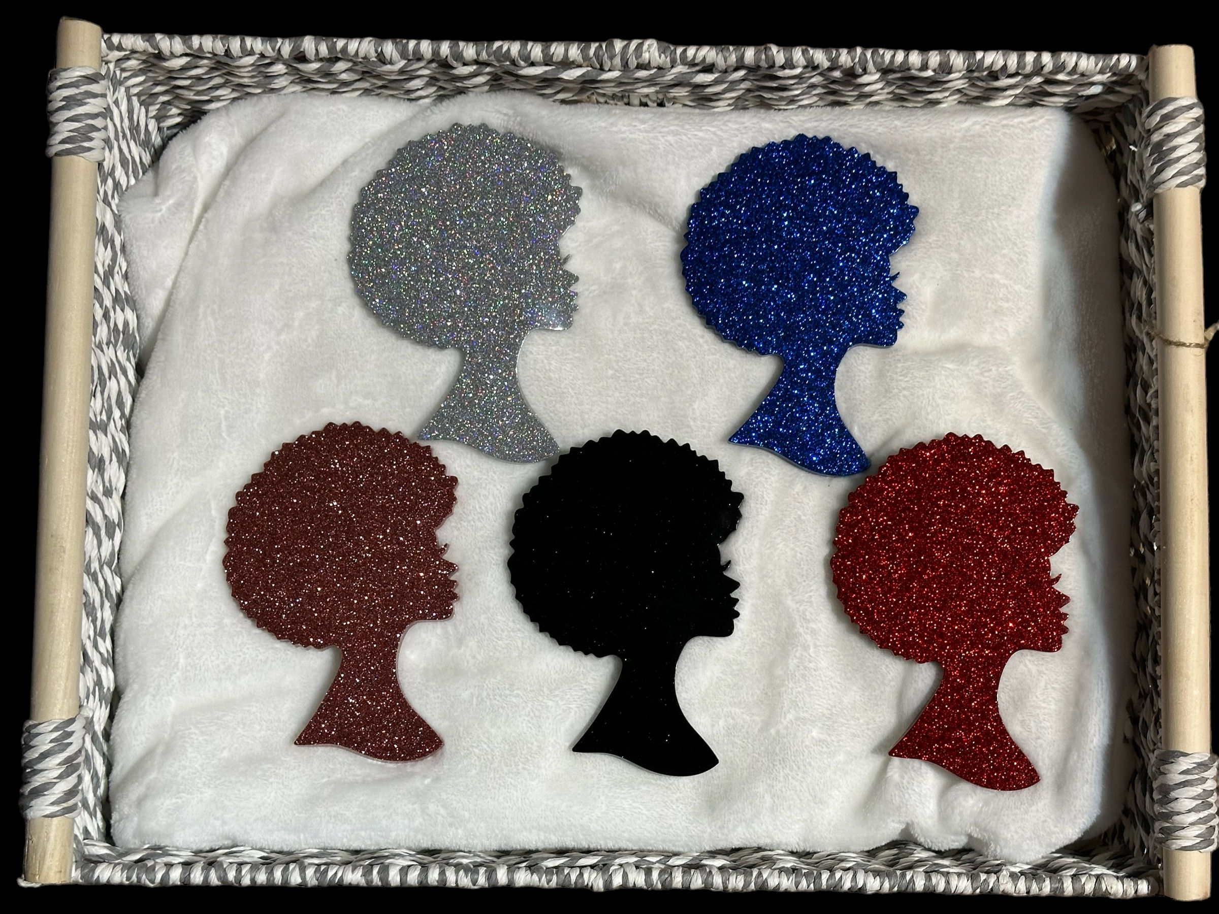 Afro Lady Epoxy Coasters