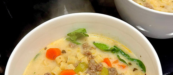 Sausage Ditalini Soup w/Fresh Spinach