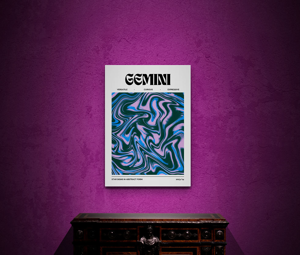 Küçük resim: İkizler Burcu Soyut ve Gizemli Yıldız Haritası Posteri