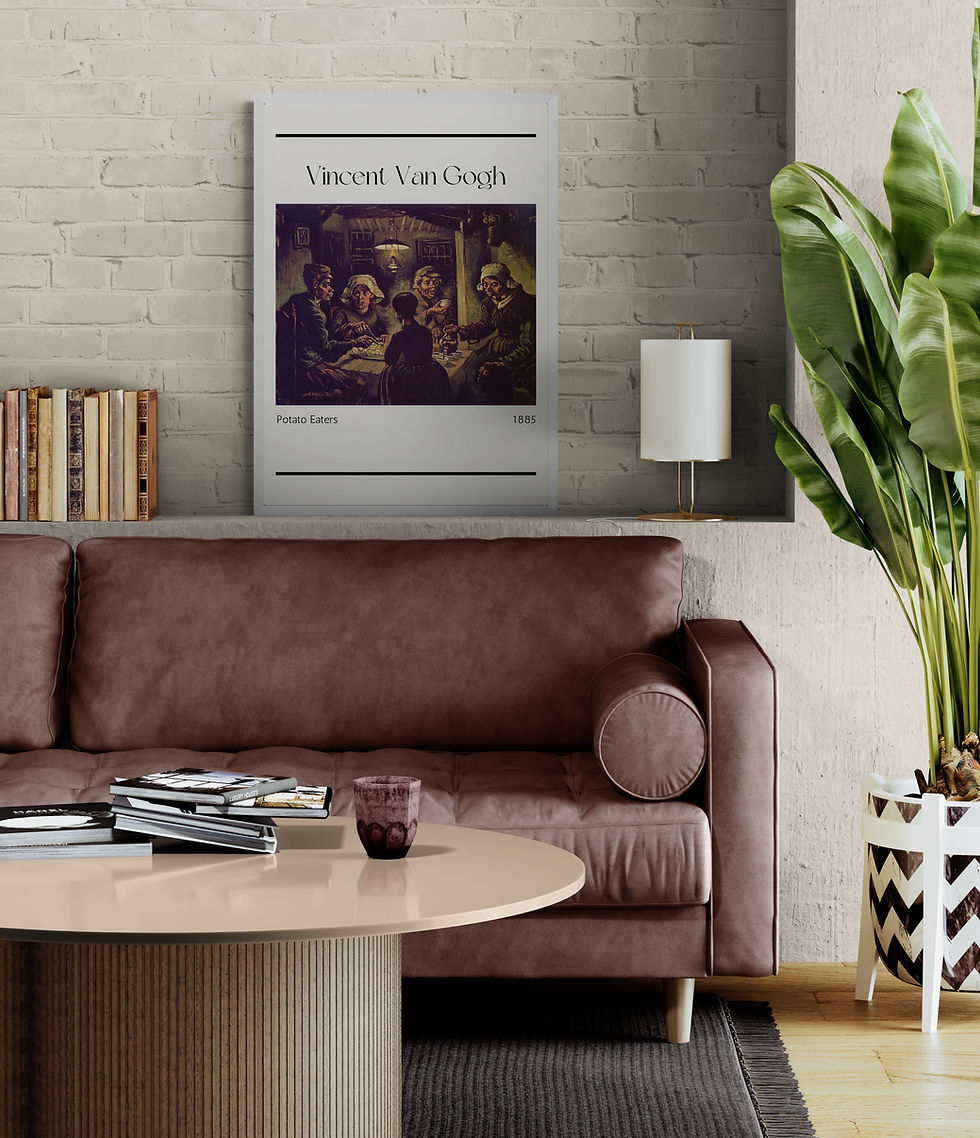 Küçük resim: Bej Vintage Vincent Van Gogh"Potato Eaters" Sanat Posteri