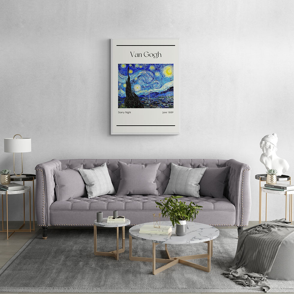 Küçük resim: Bej Vintage Vincent Van Gogh "Starry Night" Sanat Posteri