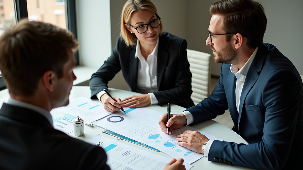High angle view of a planning team discussing event details