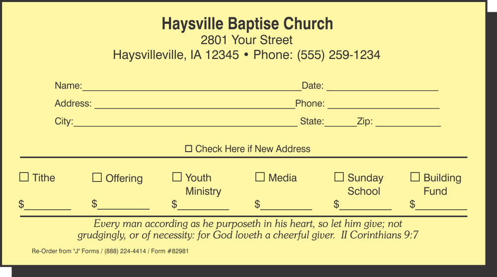 82981 Tithe Yellow envelope sample