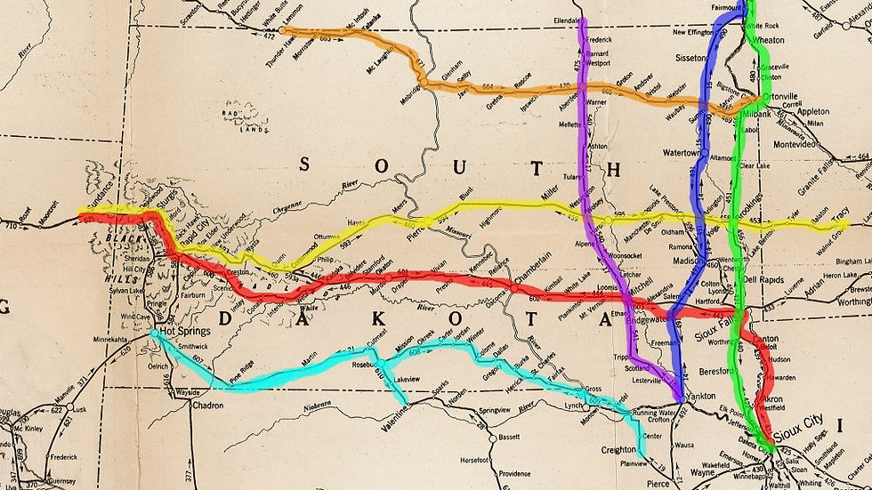 1920 South Dakota road map