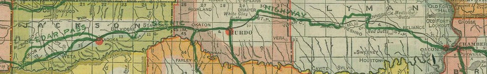 Vintage map of Cedar Pass Scenic Highway in South Dakota