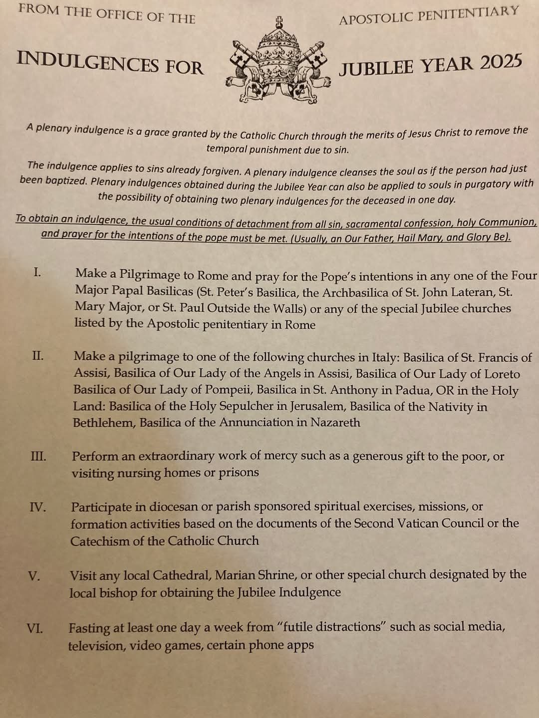 Image of the 2025 Plenary Indulgence
