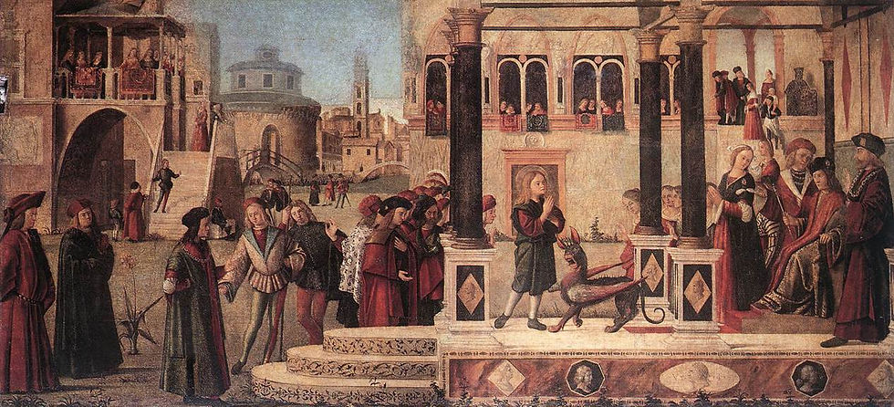 Figure 3: Carpaccio, V. (1507). St. Tripun Exorcizing the Emperor Gordian's Daughter. Wikipedia.
