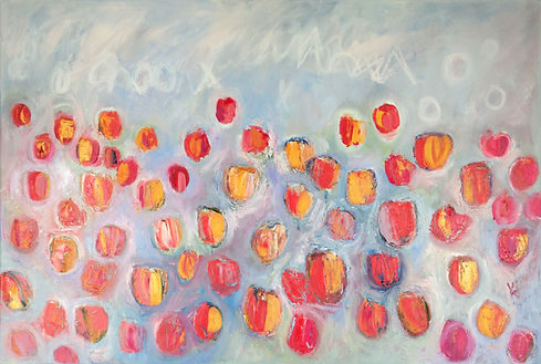 It's just peachy - Original of an expressive flower painting by Lynn Keddie